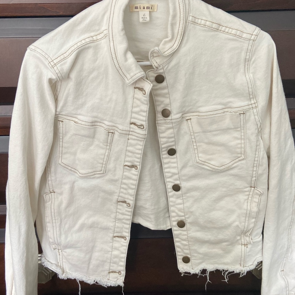White Cropped Jean Jacket